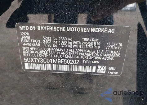 2021 BMW X3 Sdrive30I from USA, damaged, VIN 5UXTY3C01M9F50202